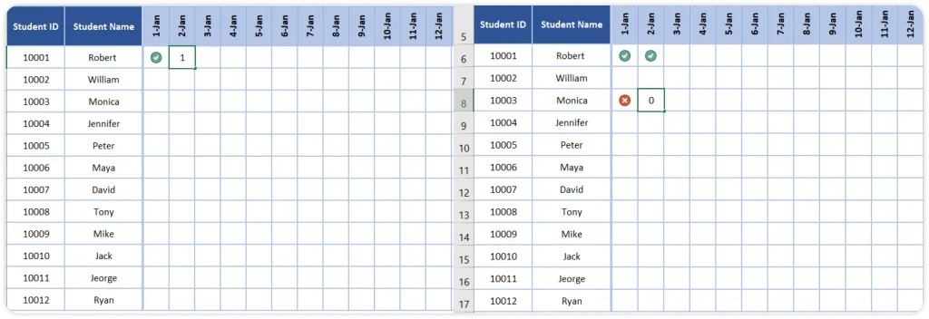 Excel Attendance Template Sheet